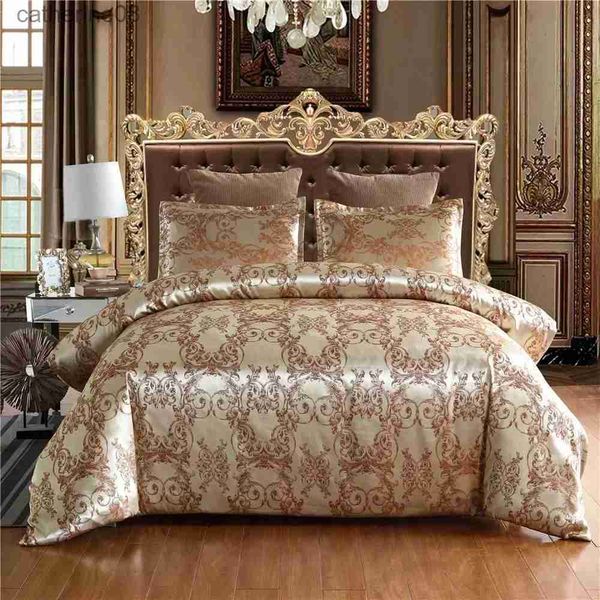 Conjuntos de ropa de cama JaCquard King Size Juego de ropa de cama de lujo Europa de ropa de cama europea Queen American Satin Double Drorvet set 220x240l2312255