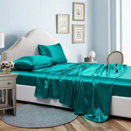 Beddengoed sets High End Rayon Queen Laken Set Luxe Satijn King Size Lakens 4 Stuks Sets Upscale Twin Volledige en Kussenslopen 230721