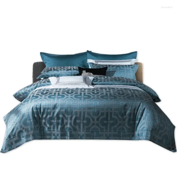 Ensembles de literie en coton de haute qualité quatre pièces Jacquard Dyard Jacquard set Blue Counter