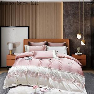 Beddengoed sets High Luxury 2023 120S Cotton Home Set Cover Flat Pleet Bed for Adult EDREDOM King Gift Dekbedin