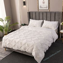 Conjuntos de cama Conjunto de capa de edredom plissado 3D de alta qualidade 220 x 240 Cor sólida Conjunto de cama de casal solteiro Capa de edredom 230606