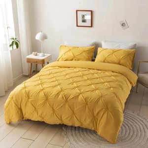 Beddengoed sets hoogwaardige 3D snuf geplooide set vaste kleur enkele dubbele dekbedovertrek 220x240 zachte quilt dekbeddeksels