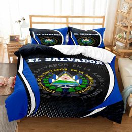Beddengoed sets hoogwaardige 3D -bedrukte dekbedovertrek met kussenset El Salvador Bed Kids volwassenen slaapkamer decor nationale vlag