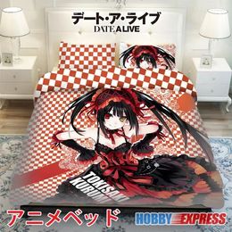 Ensembles de literie Hobby Express Kurumi Tokisaki - Date une couverture de lit japonais en direct ou une couette de couette avec couvercles d'oreiller ADP-CP150005