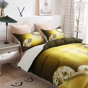 Ensembles de literie Home Living Diamond Linge de lit Impression 3D Jaune et noir Ensemble King Size Luxe Textile Housse de couette Literie