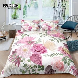 Ensembles de literie Home Living Luxury 3D Rose Flower Set Enfants Housse de couette Taie d'oreiller Rose Queen et King EU / US / AU / UK Taille