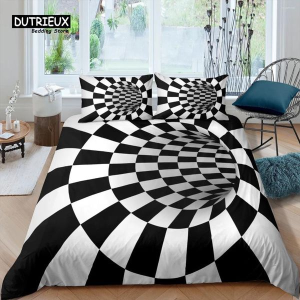 Ensembles de literie Home Living Luxe 3D Stripe Set Housse de couette Taie d'oreiller Enfants Queen et King EU / US / AU / UK Taille