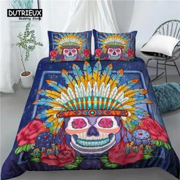 Conjuntos de ropa de cama Home Living Luxury 3D Sugar Skull Print 2/3 piezas Cómoda funda nórdica Funda de almohada Tamaño UE / EE. UU. / AU