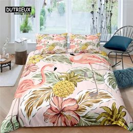 Beddengoed Sets Home Living Luxe Flamingo Print 2/3 Stuks Zacht Dekbedovertrek Kussensloop Koningin En Kingsize kids Set EU/US/AU