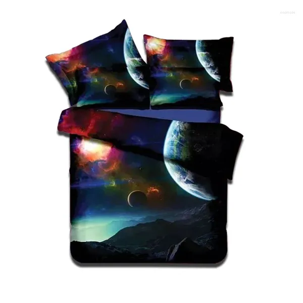 Conjuntos de ropa de cama Home Textile 3D Printing Stars Culpa de cama universo Patrón de galaxias Cama de cama Capa de almohada de almohada