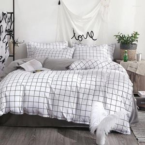 Literie sets home textile en réseau noir couette couvercle de taie de lit de lit de lit de lit simple garçon 3 / 4pcs single double lit de lit