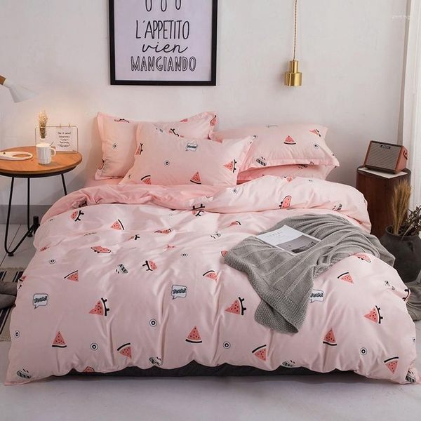 Ensembles de literie Textile de maison roi Double Twin 3-4 pièces enfant adolescent linge de lit bleu rayure housse de couette drap de lit taies d'oreiller glisse