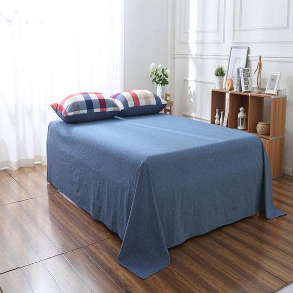 Juegos de ropa de cama Textiles para el hogar Pure Denim Blue Washed Cotton Bed Sheets Transpirabilidad Artículo Moda Simplicidad Single Oceania