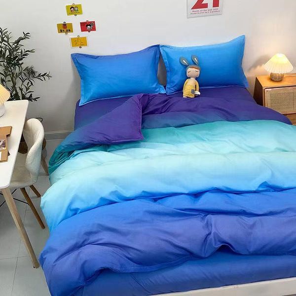 Sets de ropa de cama Juego de textiles para el hogar 3/4 PC Cubierta de la cubierta de la almohada de la cama de la cama de la cama de gradiente Precioso