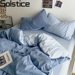 Juegos de cama Textiles para el hogar Sólido Azul claro Cama Sábana plana Funda nórdica Juego de cama Chica Chico Adolescente Ropa de cama Ropa de cama Z0612