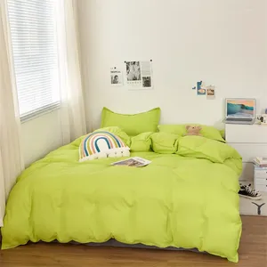 Juntos de ropa de cama Textiles Color sólido Mezcla azul beige y fundas de almohadas Cubiertas de edredón de la cama gemela King Size