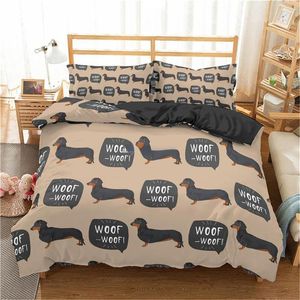 Beddengoed sets homesky cartoon teckel teckel set schattige worst honden dek deksel deksel huisdier geprinte dekbed bedbladen beddendding