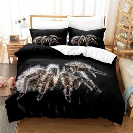 Juegos de cama Juego de cama de araña horrible, cama de erizo de insectos, decoración de habitación para adolescentes y hombres, juego de funda nórdica de tamaño individual R230901