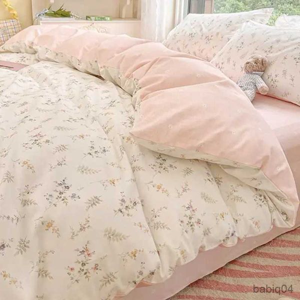 Ensembles de literie Ins fleurs ensemble de literie Simple drap plat housse de couette double pleine reine nordique linge de lit garçon fille linge de lit