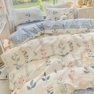 Ensembles de literie Ins Flowers Set Simple Drap de lit plat Housse de couette Twin Full Queen Nordic Linen Boy Girl Linenss 231118