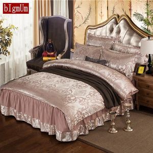 Ensembles de literie Jacquard luxe coton tache ensemble de lit linge housse de couette taie d'oreiller jupe literie 4 pièces pour chambre