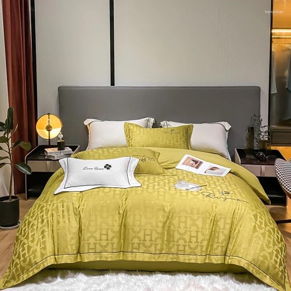 Juegos de ropa de cama Jacquard Set Bed de algodón de alta calidad cubierta década suave plana/colchas de almohadilla