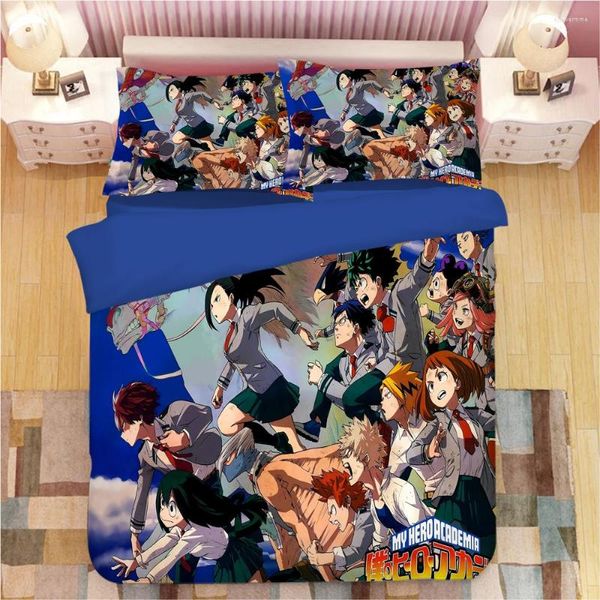 Conjuntos de ropa de cama Japan Anime Duvet Cover Set Boku No Hero Academia impresa con cajas de almohadas y caricatura 3D Dropship