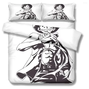 Ensembles de literie Japon un morceau d'anime pour enfants Balck et couette blanche Couverture de singe D Luffy Print Lit Linn 3D Quilt Double