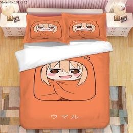 Ensembles de literie anime japonais himouto umaru-chan 3d ensemble de couette imprimé couvre les taies d'oreiller counfothes lin lin 03