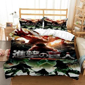 Conjuntos de ropa de cama Anime japonés Poliéster Niño Niños Cubiertas Niños Juego de funda nórdica para adolescentes Cover2pcs Funda de almohada