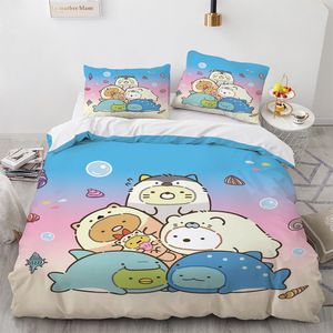 Ensembles de literie dessin animé japonais Sumikko Gurashi Anime ensemble de literie Kawaii mignon Sumikkogurashis housse de couette housse de couette taie d'oreiller reine roi 230625