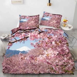 Ensemble de literie enget en couvre-housse de couette japonaise Sakura Flowers Flowers Cherry Blossoms Spring The Art Decor 3 Piece With 2 Shams H240521 C6ET