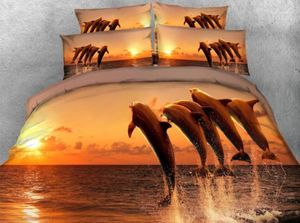 Beddengoedsets JF046 Dolfijnen springen uit het water Oceaan Superkingsize 260220 cm Dekbedovertrekset 3D-lakens voor kinderen Eenpersoonsbed13184404