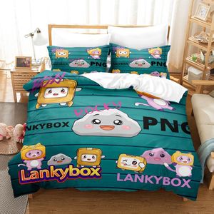 Ensembles de literie Kawaii Lankybox Ensemble de literie Simple Twin Full Queen King Size Ensemble de lit Aldult Kid Chambre Ensembles de housse de couette Ensemble de couverture de lit 3D 221103