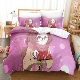 Bettwäsche-Sets Kawaii Das Mädchen, das ich mag, hat ihre Brille vergessen Kaede-Set Cartoon Anime Dreiteiliger Bettbezug für Erwachsene und Kinder Schlafzimmer