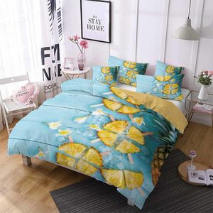 Beddengoed sets kinderen beddengoed set zomer fruit ananas 3D printing microvezel dekbedovertrekje kind quilt deksel schattige cartoon bedden spread bed set 150 230427