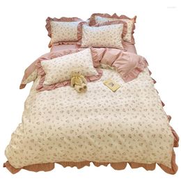 Beddengoed stelt Koreaanse stijl kleine bloemen vierdelige set pure katoenen prinses laken quilt cover meisje driemaal