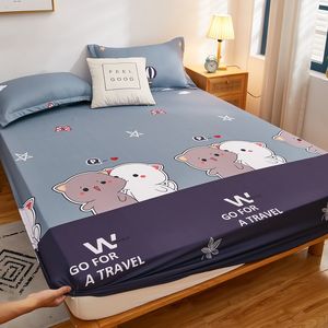 Ensembles de literie KuupPolyester Cartoon Bear Drap-housse Onlyno taie d'oreiller Bande élastique autour de la housse de matelas King Size Bed 230721