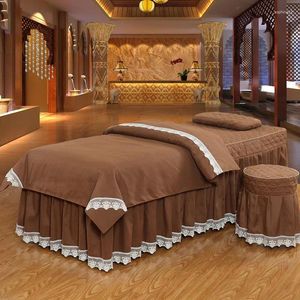 Ensembles de literie Lace Borgée 4pcs Salon de beauté Massage de massage Cover Spa Spa Dits de la taie d'oreiller couvertures Dulvet