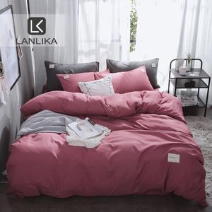 Ensembles de literie Lanlika ensemble rouge couleur couleur lit de lit de lit de lit coton double décoration pour la maison