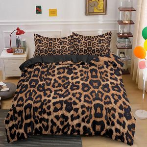 Conjuntos de ropa de cama Conjunto de estampado de leopardo Piel de animal Funda nórdica para niños Adolescentes Edredón para adultos Edredón de poliéster con funda de almohada