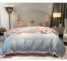 Beddengoed stelt lichte luxe luxe Europese stijl Cool Silk Skating vierdelige set Net Red Spring en Summer Washed Bed Quilt Cover Sheet
