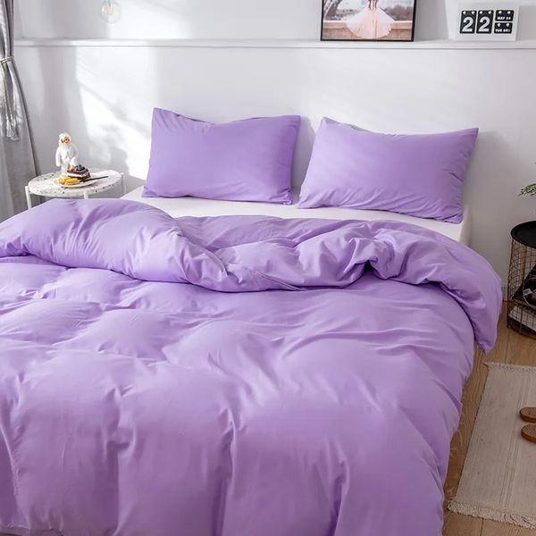 Juegos de cama Light Purple Girl Queen Cama doble Juego de funda nórdica cómoda 200x200 Fundas Ropa de cama Tamaño King de 150 231106