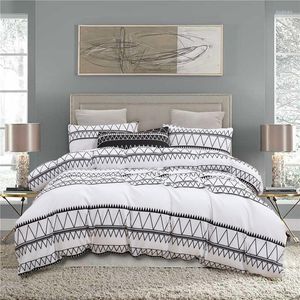 Beddengoed sets lijnen zwart witte set dekbedovertrek 220x240 geometrische patronen mode quilt king