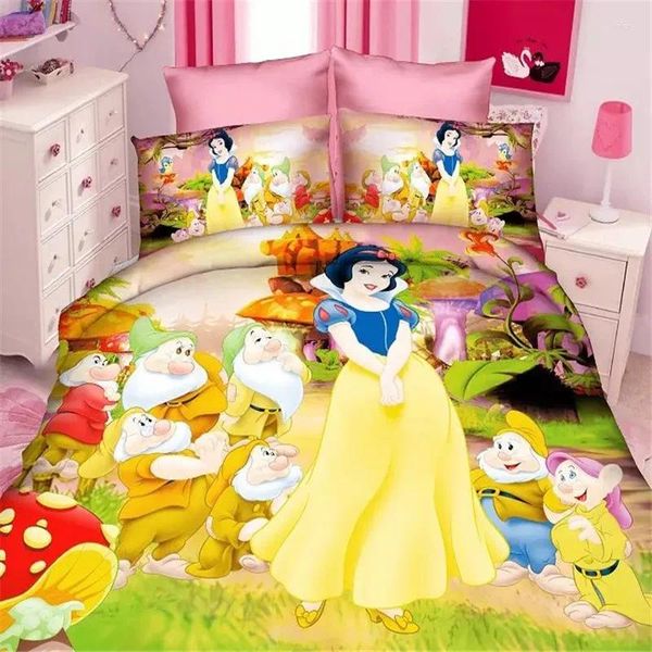 Juntos de ropa de cama Little Fairy Princess Girls Set Divet Cover Cajones de almohada 3/4pcs Lino de cama para niños