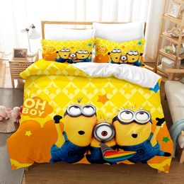 Beddengoed stelt Little Yellow Kevin Bob Cartoon Animation Soft Home Textile Polyester Bill -Spread 3D Digital Printing Covers
