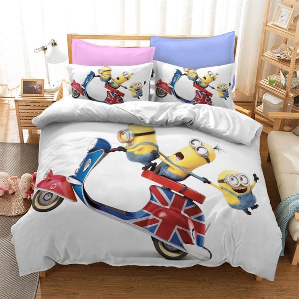 Ensembles de literie Petit Jaune US/Europe/UK Taille Couette Dessin Animé Couverture de Lit Couette Taie d'oreiller 2-3 Pièces Adulte EnfantsBedding