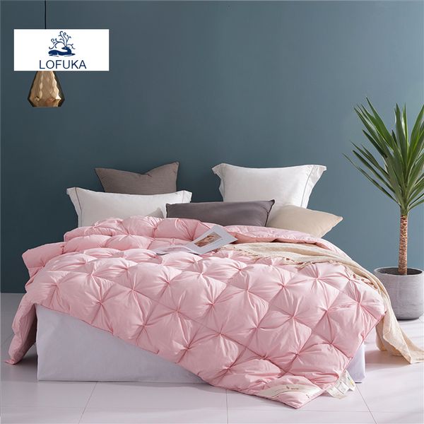 Ensembles de literie Lofuka rose 100% blanc duvet d'oie couette remplissage 3D pain couette couette hiver toutes saisons couvertures soie soie coquille pour dormir 230912