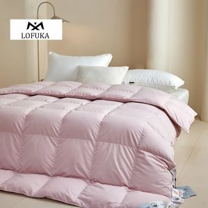 Bedding sets Lofuka Women Pink 100% Goose Down Filler Quilt Comforter Duvet White Cotton Cover Queen King All Season Blanket For Sleep Gift 231113
