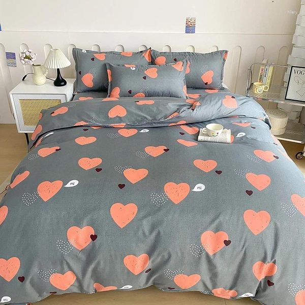 Ensembles de literie Love Heart Couette Cover Set Twin King Size Microfibre Print double face couette 3 pièces thème romantique